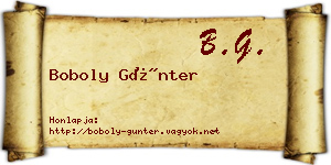 Boboly Günter névjegykártya